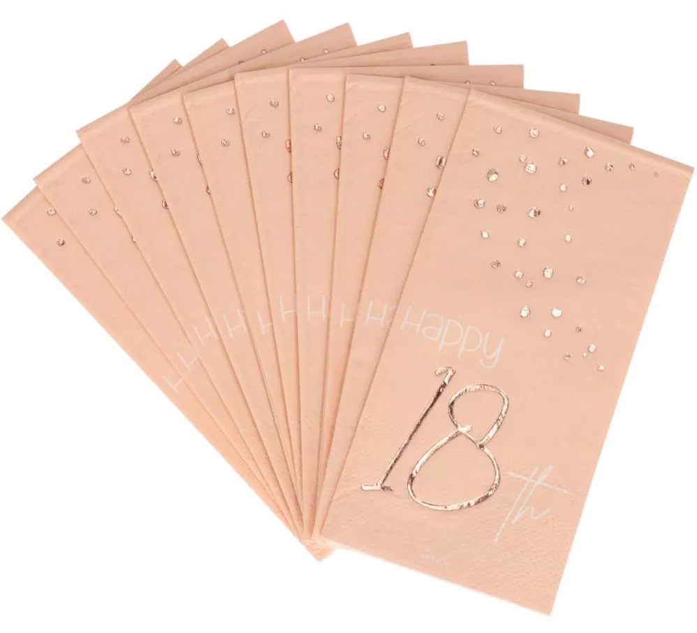 10 tovaglioli 18°compleanno rosa oro blush