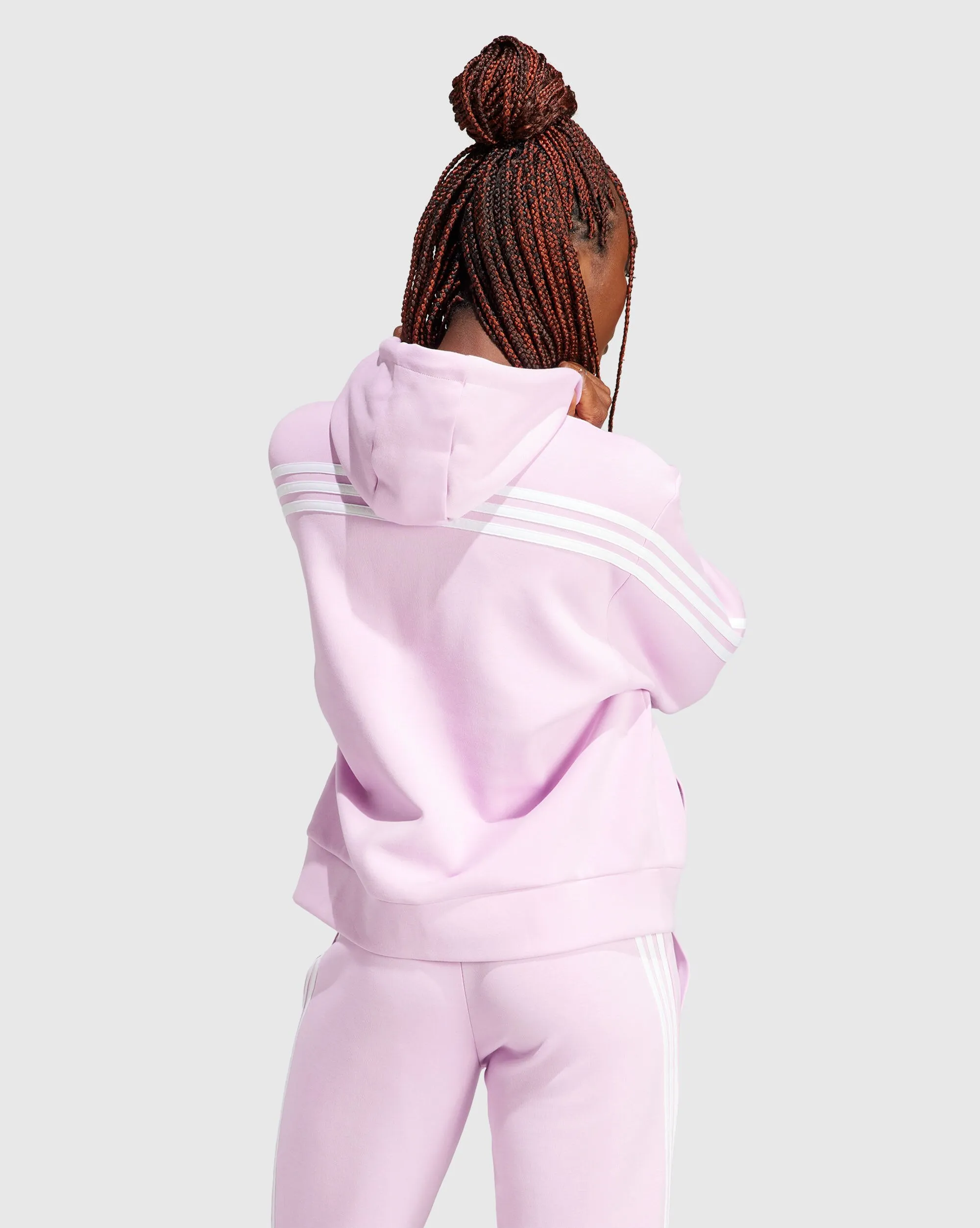 Adidas Felpa con cappuccio Future Icons 3-Stripes Full-Zip Rosa Donna