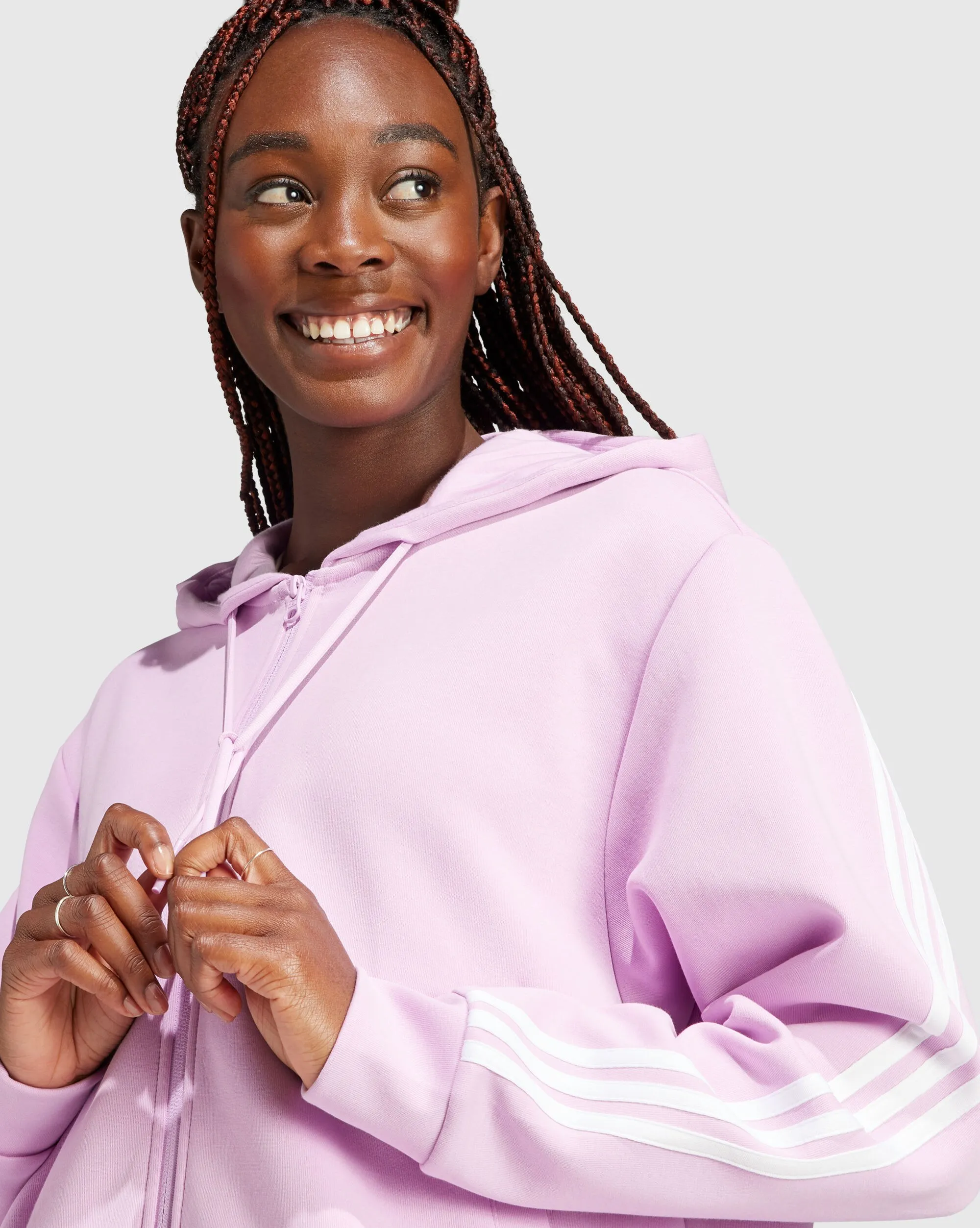 Adidas Felpa con cappuccio Future Icons 3-Stripes Full-Zip Rosa Donna