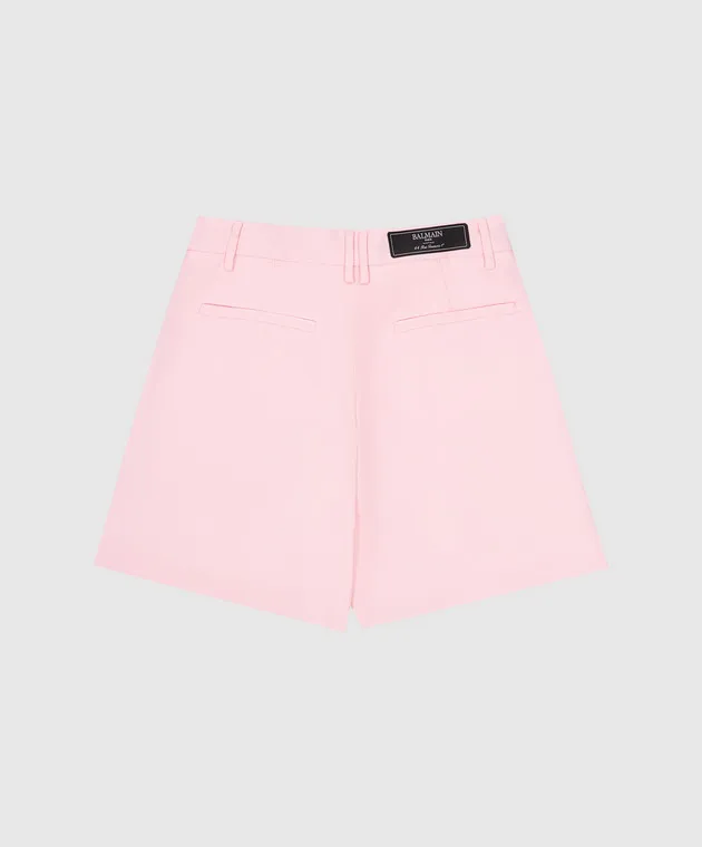 Balmain Shorts rosa baby in lana con logo BV6C69I01961214
