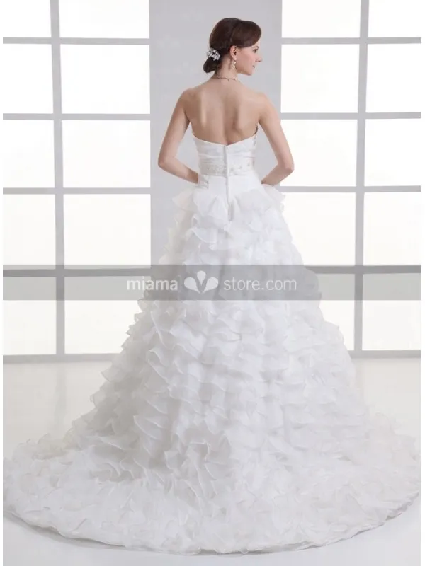 BERNICE - A-line Sweetheart Empire waist Chapel train Organza Wedding dress