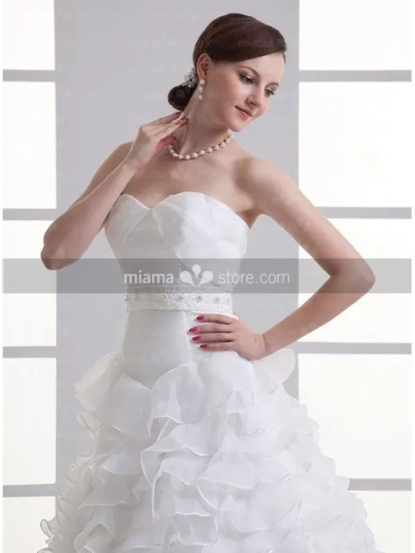 BERNICE - A-line Sweetheart Empire waist Chapel train Organza Wedding dress