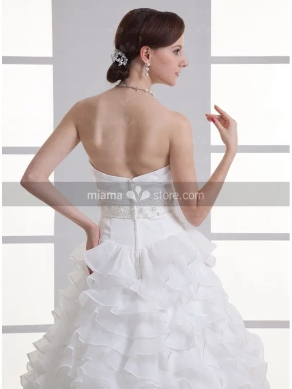 BERNICE - A-line Sweetheart Empire waist Chapel train Organza Wedding dress