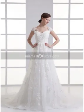 BERTHA - A-line Off the shoulder Chapel train Organza Wedding dress