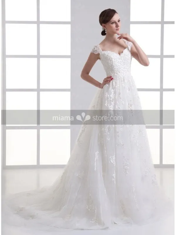 BERTHA - A-line Off the shoulder Chapel train Organza Wedding dress