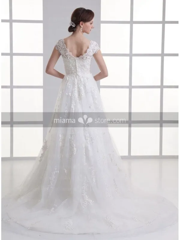 BERTHA - A-line Off the shoulder Chapel train Organza Wedding dress