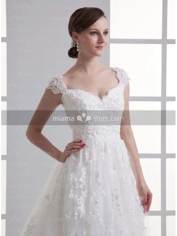 BERTHA - A-line Off the shoulder Chapel train Organza Wedding dress