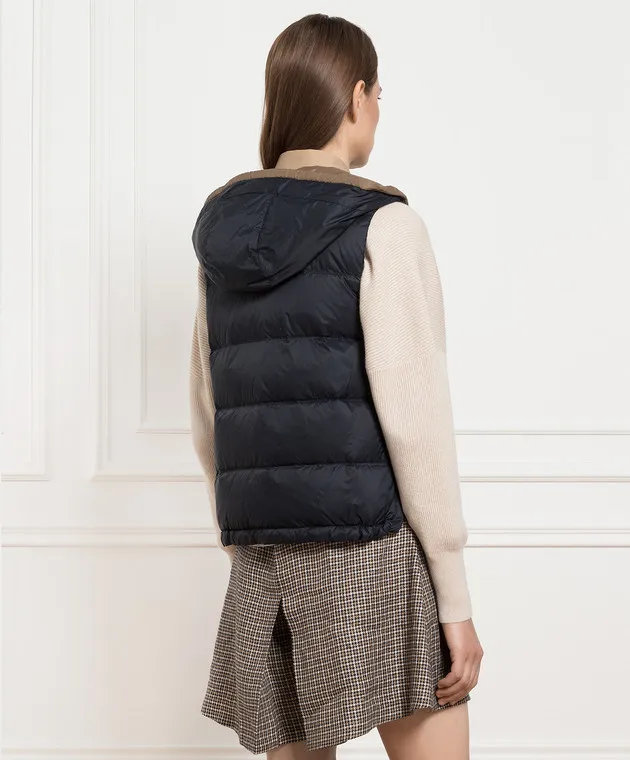 Brunello Cucinelli Gilet in piumino blu con coulisse MR4052645