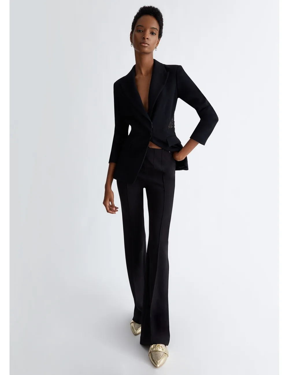 CA4122 GIACCA DONNA LIU JO BLAZER CON PIZZO GIACCHINO WOMAN NERO CON BOTTONI