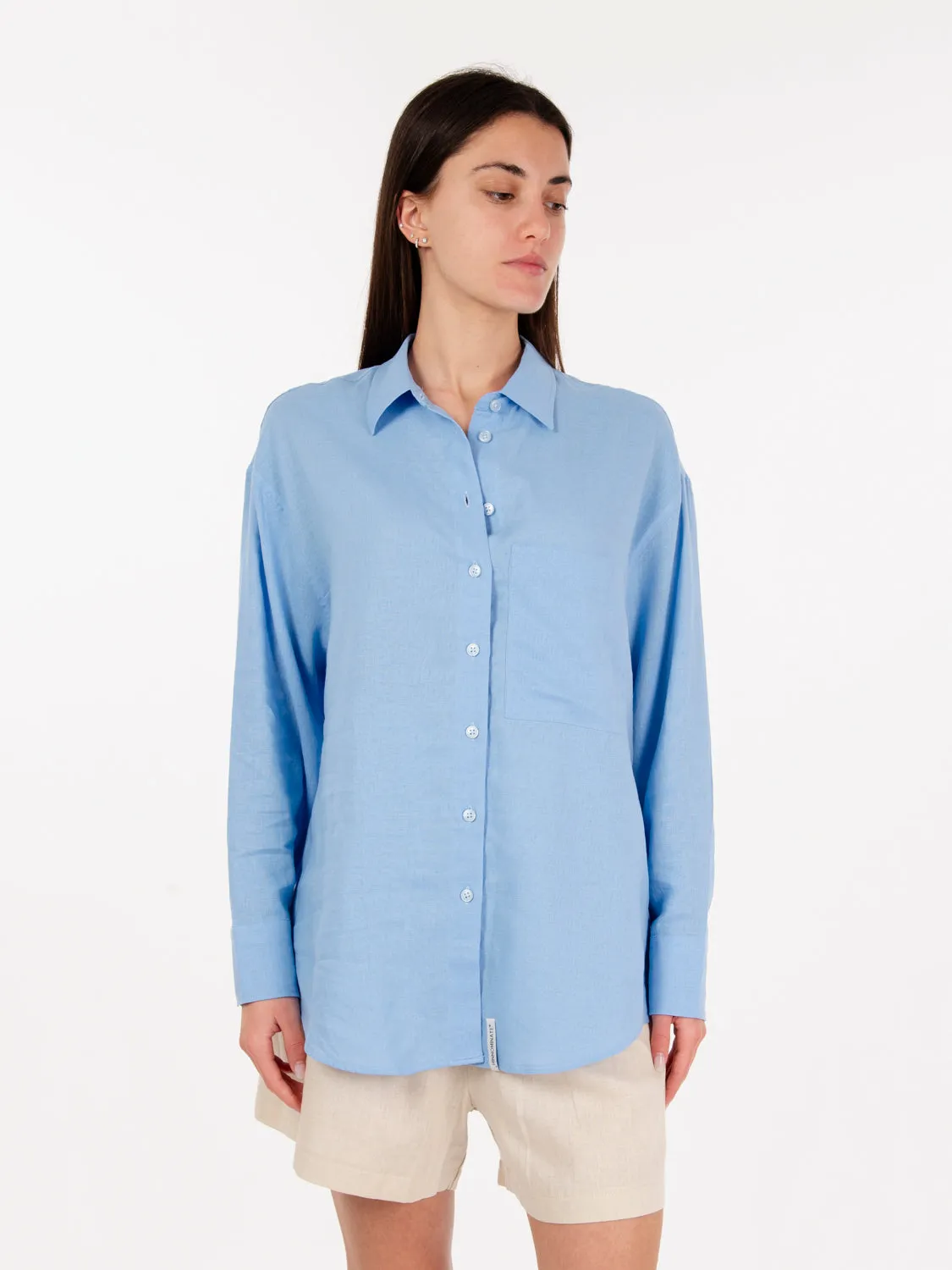 Camicia tasca mappamondo azzurro