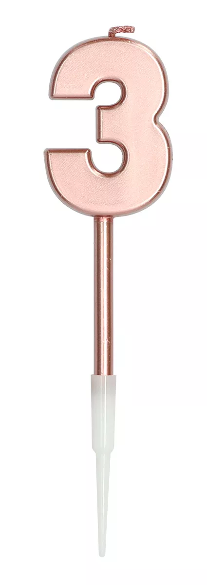 Candelina numero 3 rosa oro