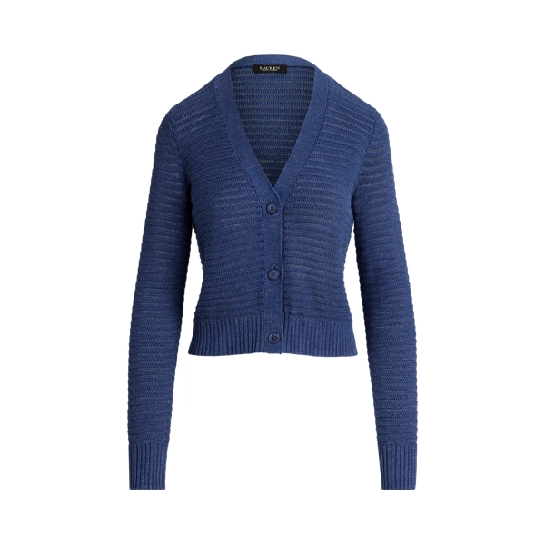 Cardigan in lino e cotone con scollo a V