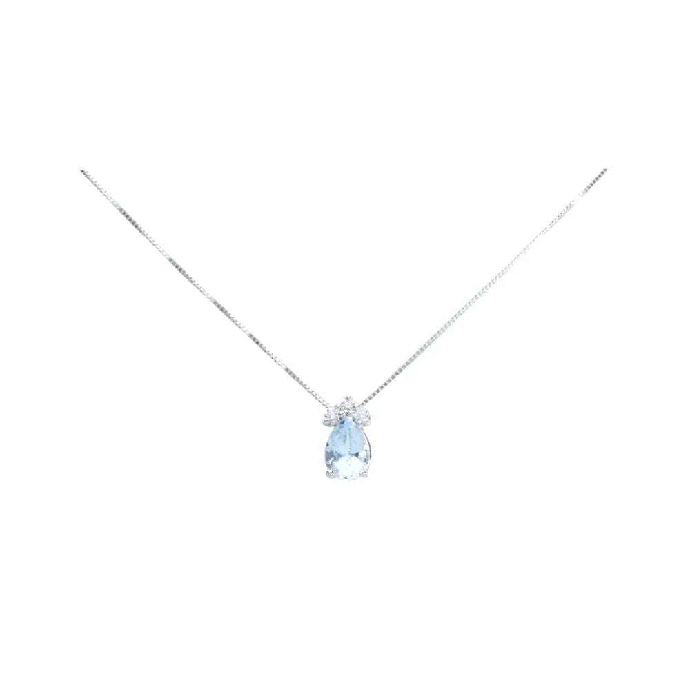 Collana Punto Luce Goccia Acquamarina Oro Bianco 750/1000 Maglia Veneziana Acquamarina 0,5 ct Diamante Bianco 0,06 ct 40 cm 1628