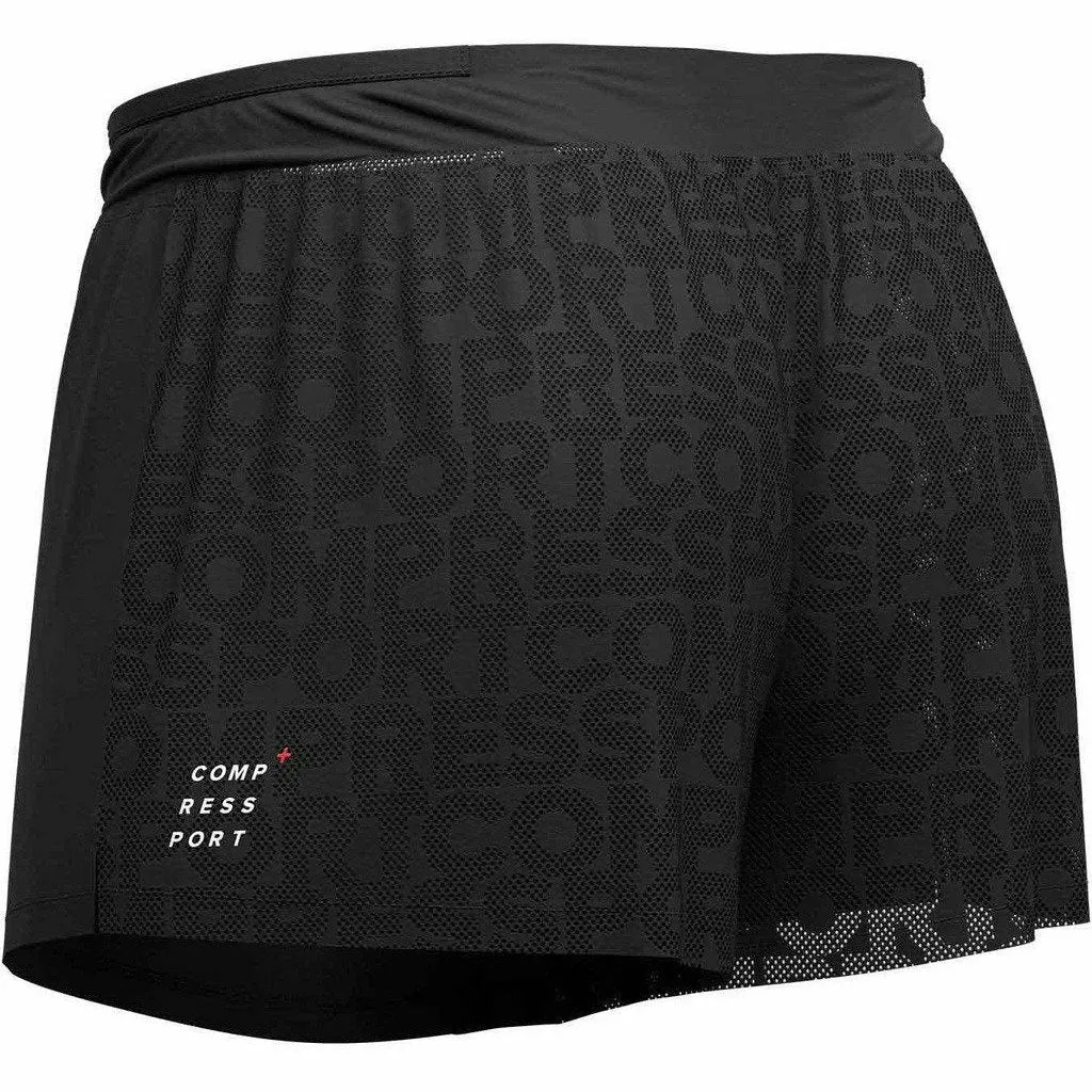 Compressport Racing Split Short Black - Pantaloncini Running Uomo