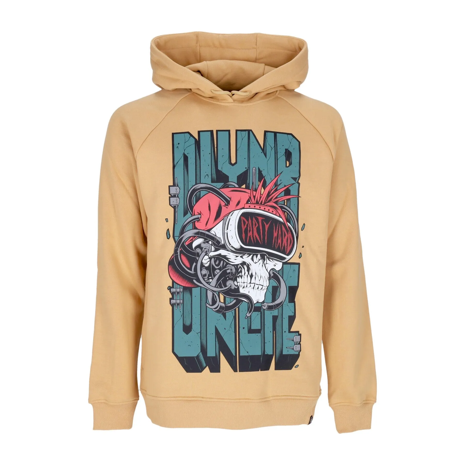 Felpa Cappuccio Uomo Party Hard Skull Hoodie Beige