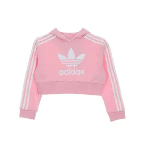 Felpa Leggera Cappuccio Corta Ragazza Cropped Hoodie True Pink/white
