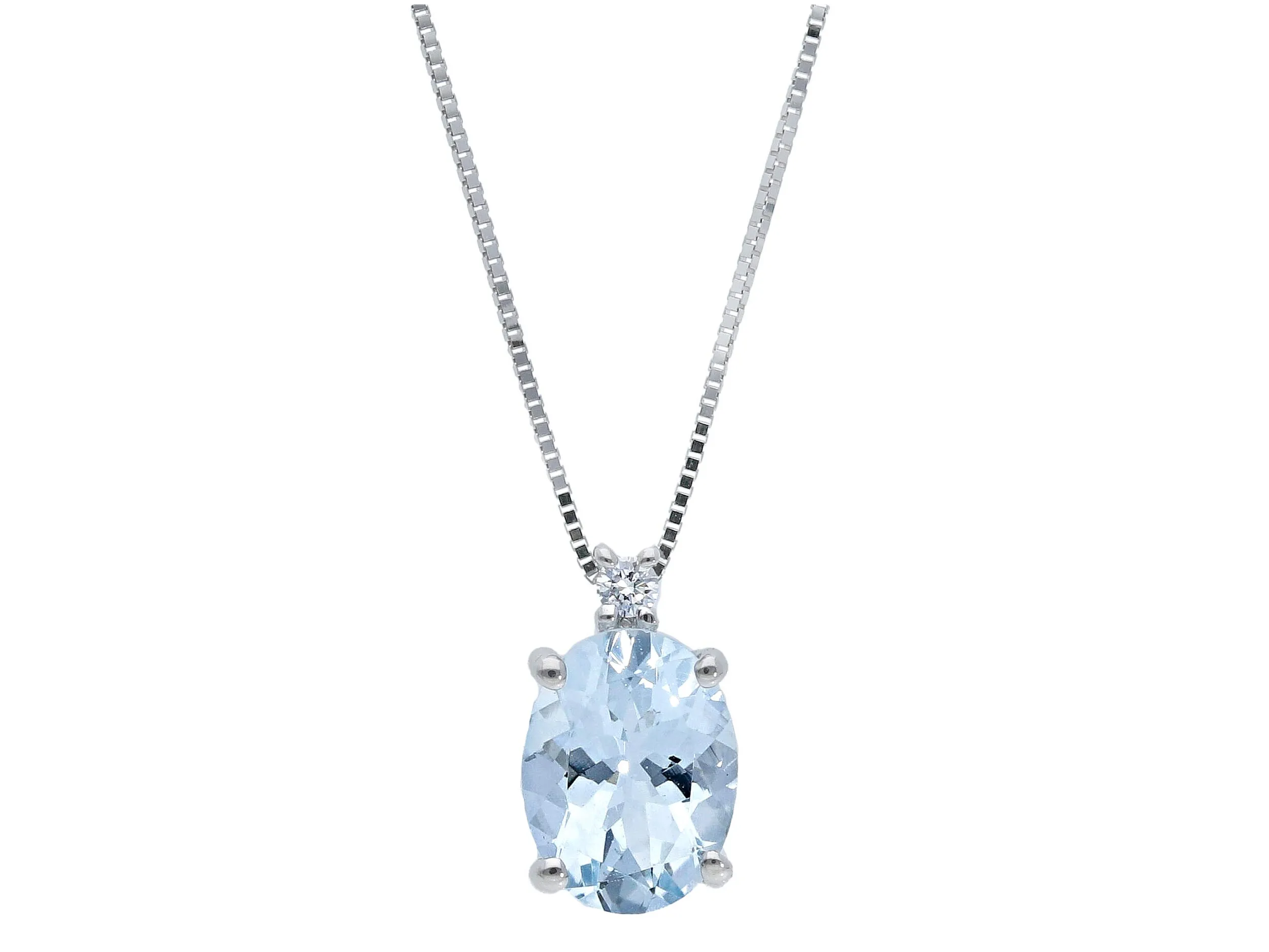Girocollo acquamarina oro bianco e diamanti Art. 103152