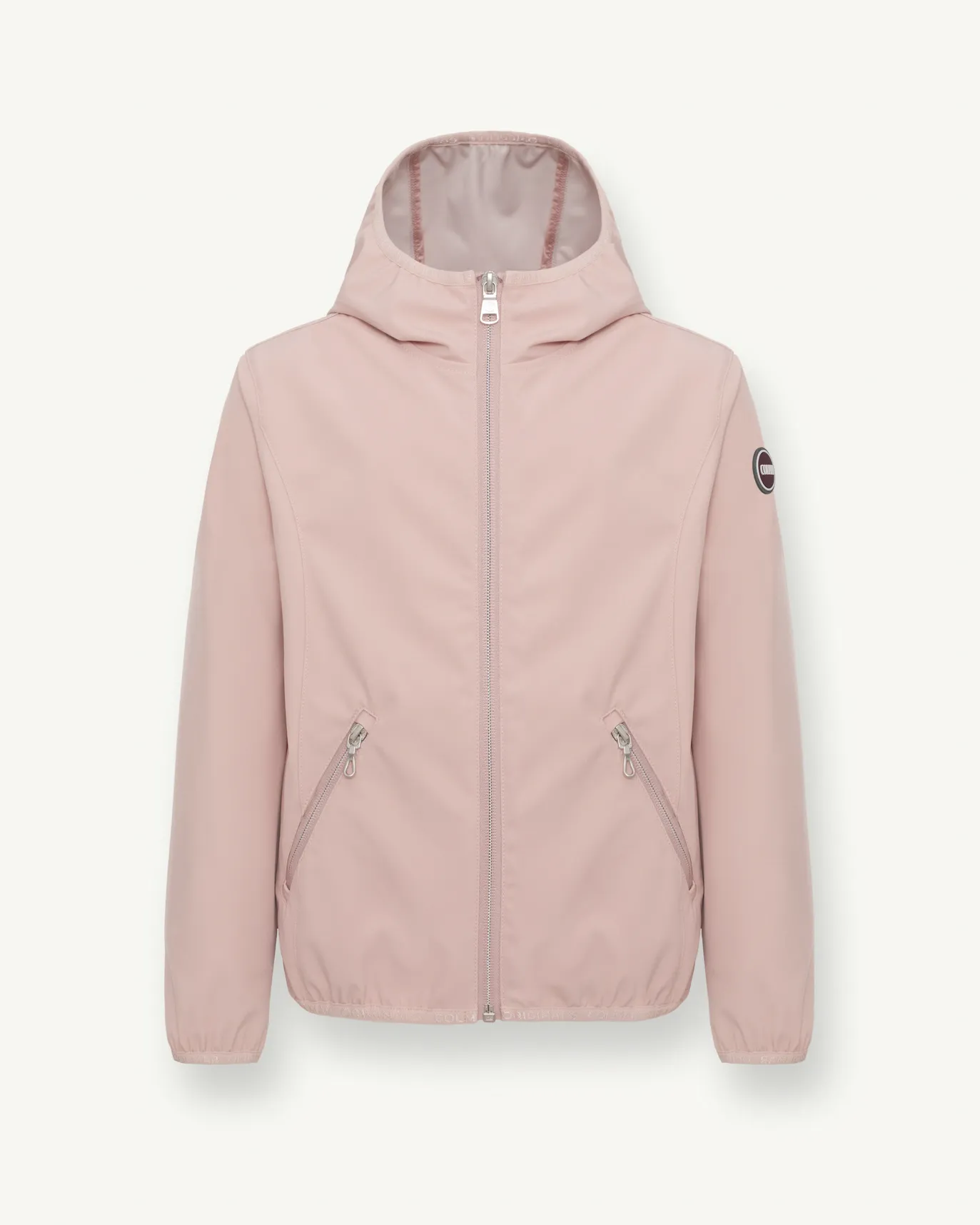 Giubbino rosa cipria in softshell elasticizzato con cappuccio 4-6 anni