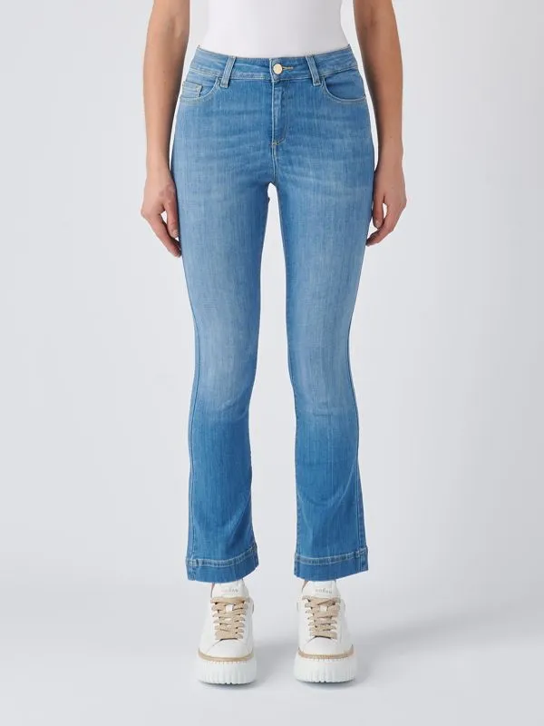 Jeans donna Nenette trombetta in cotone stretch Denim Chiaro