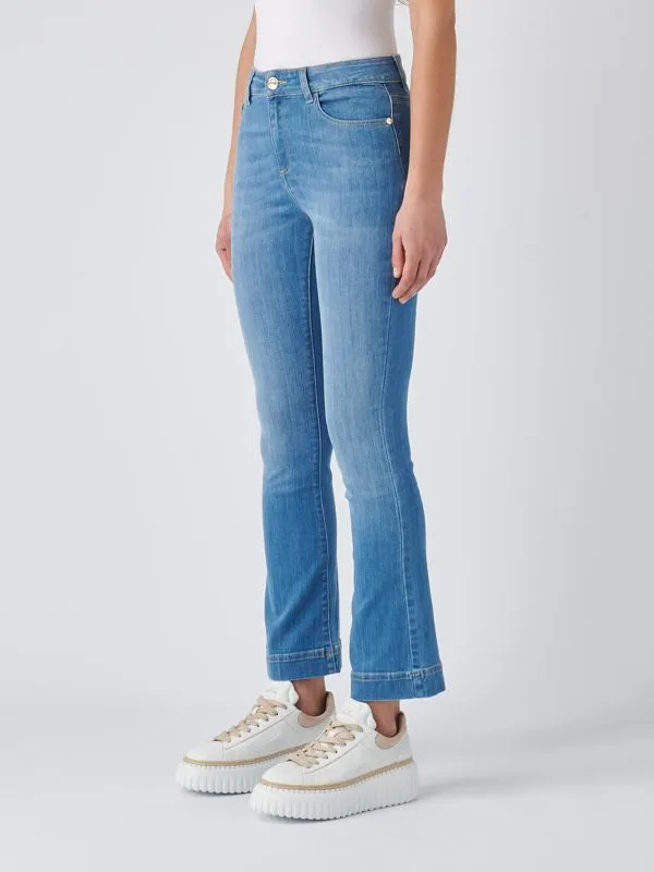 Jeans donna Nenette trombetta in cotone stretch Denim Chiaro