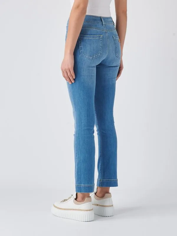 Jeans donna Nenette trombetta in cotone stretch Denim Chiaro