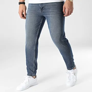 Jeans slim cropped in denim blu