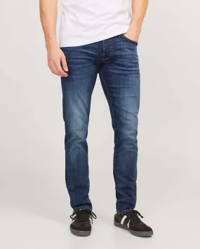 Jeans slim-fit a vita bassa in cotone stretch lavaggio medio stone washed con baffature e sabbiature