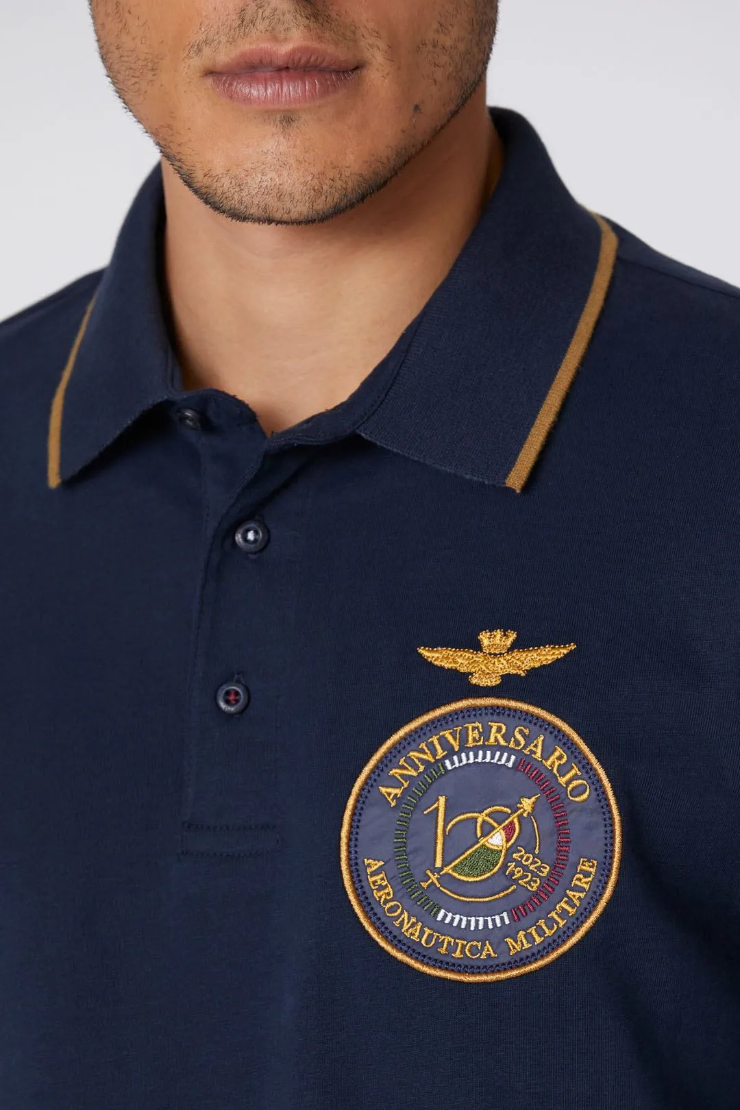 Jersey Polo Shirt with Embroidery / Blue