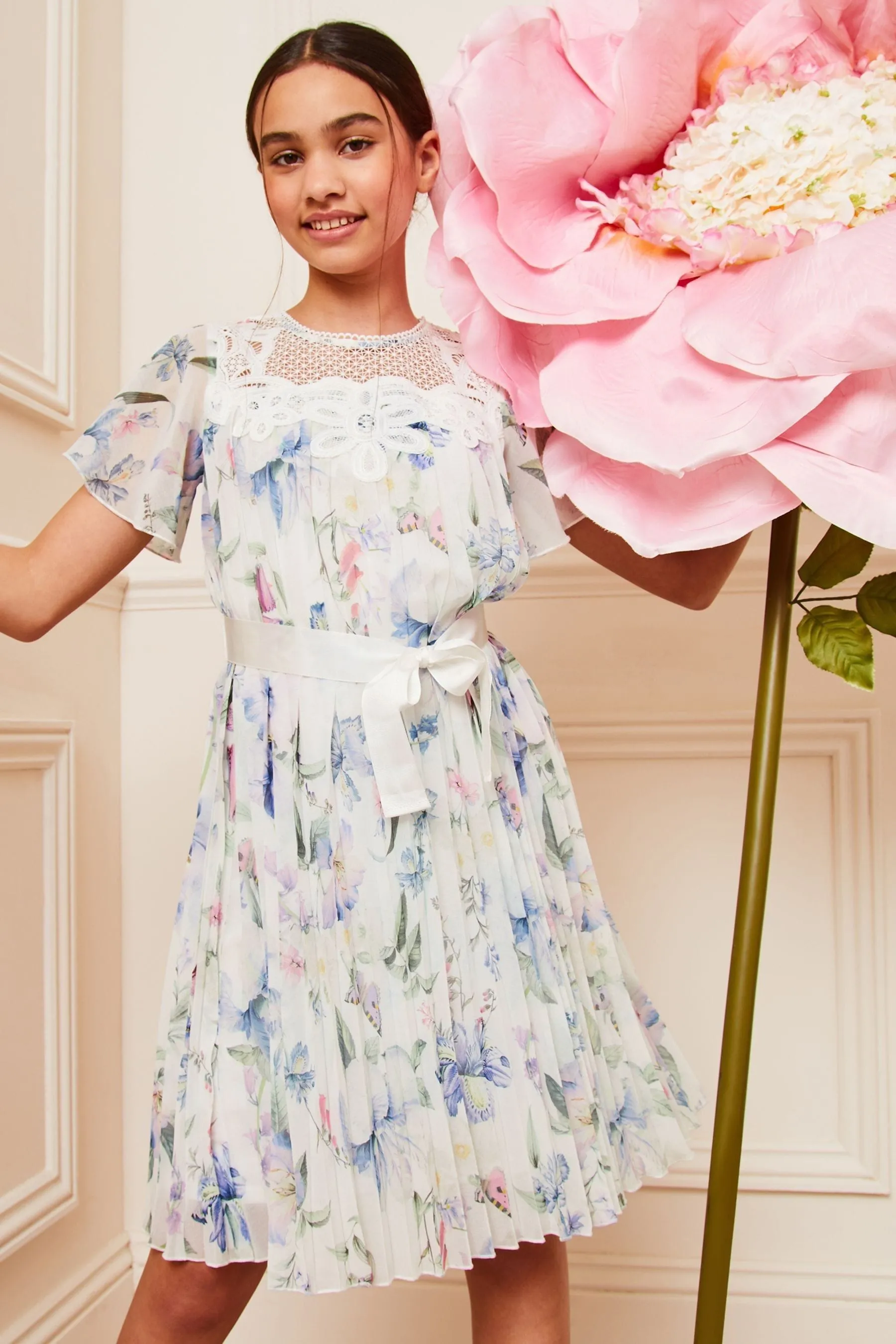 Lipsy Flutter Sleeve Pleated Occasion Dress (5-16yrs)    