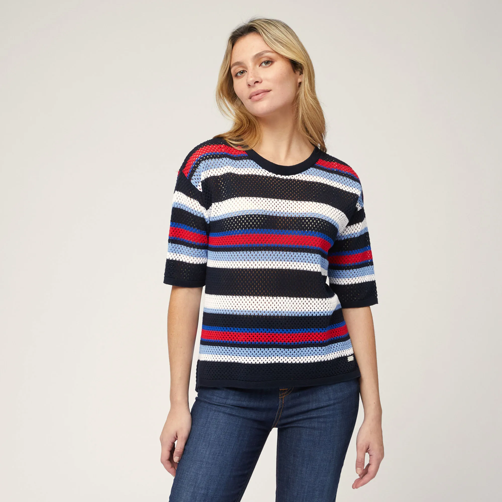 Maglia Traforata A Righe