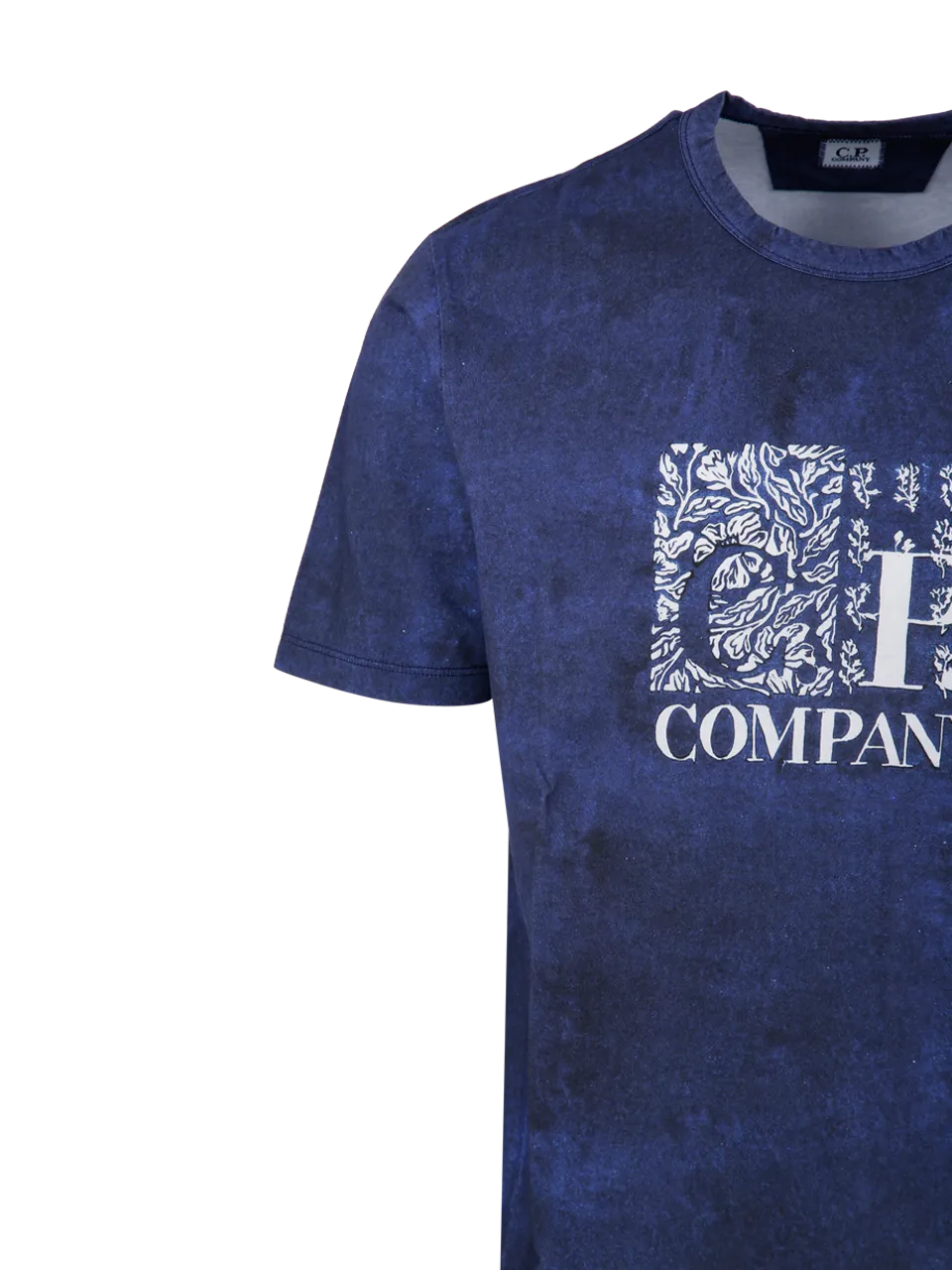 MEN CP COMPANY BLUE COTTON JERSEY GRAPHIC LOGO T-SHIRT