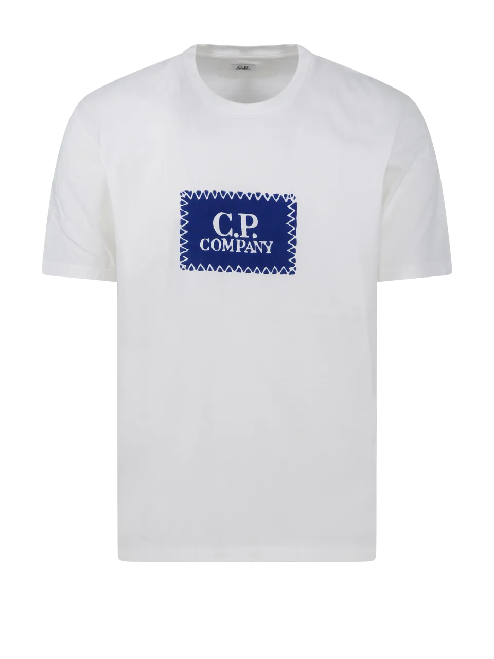 MEN CP COMPANY WHITE COTTON 24/1 JERSEY LABEL STYLE LOGO T-SHIRT