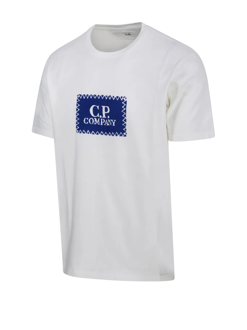 MEN CP COMPANY WHITE COTTON 24/1 JERSEY LABEL STYLE LOGO T-SHIRT