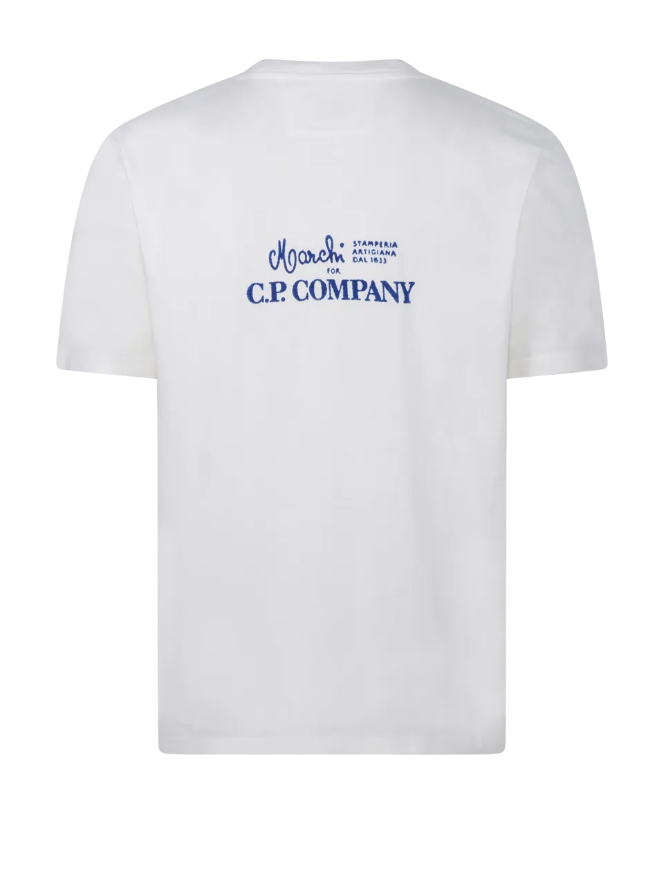 MEN CP COMPANY WHITE COTTON 24/1 JERSEY LABEL STYLE LOGO T-SHIRT