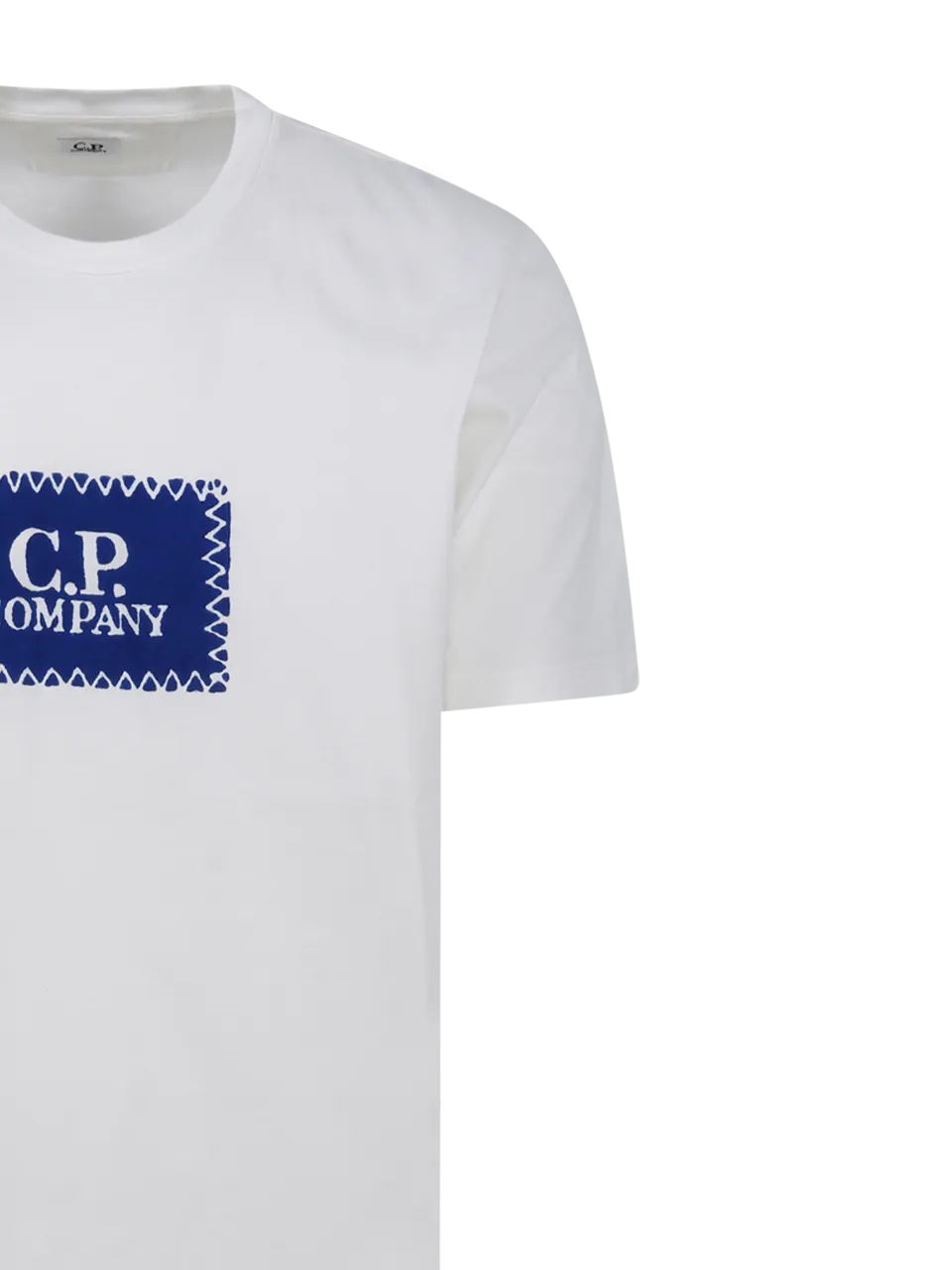 MEN CP COMPANY WHITE COTTON 24/1 JERSEY LABEL STYLE LOGO T-SHIRT