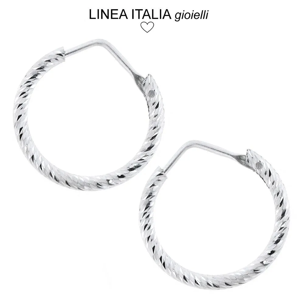 Orecchini a Cerchio 20 mm Diamantati in Argento 925