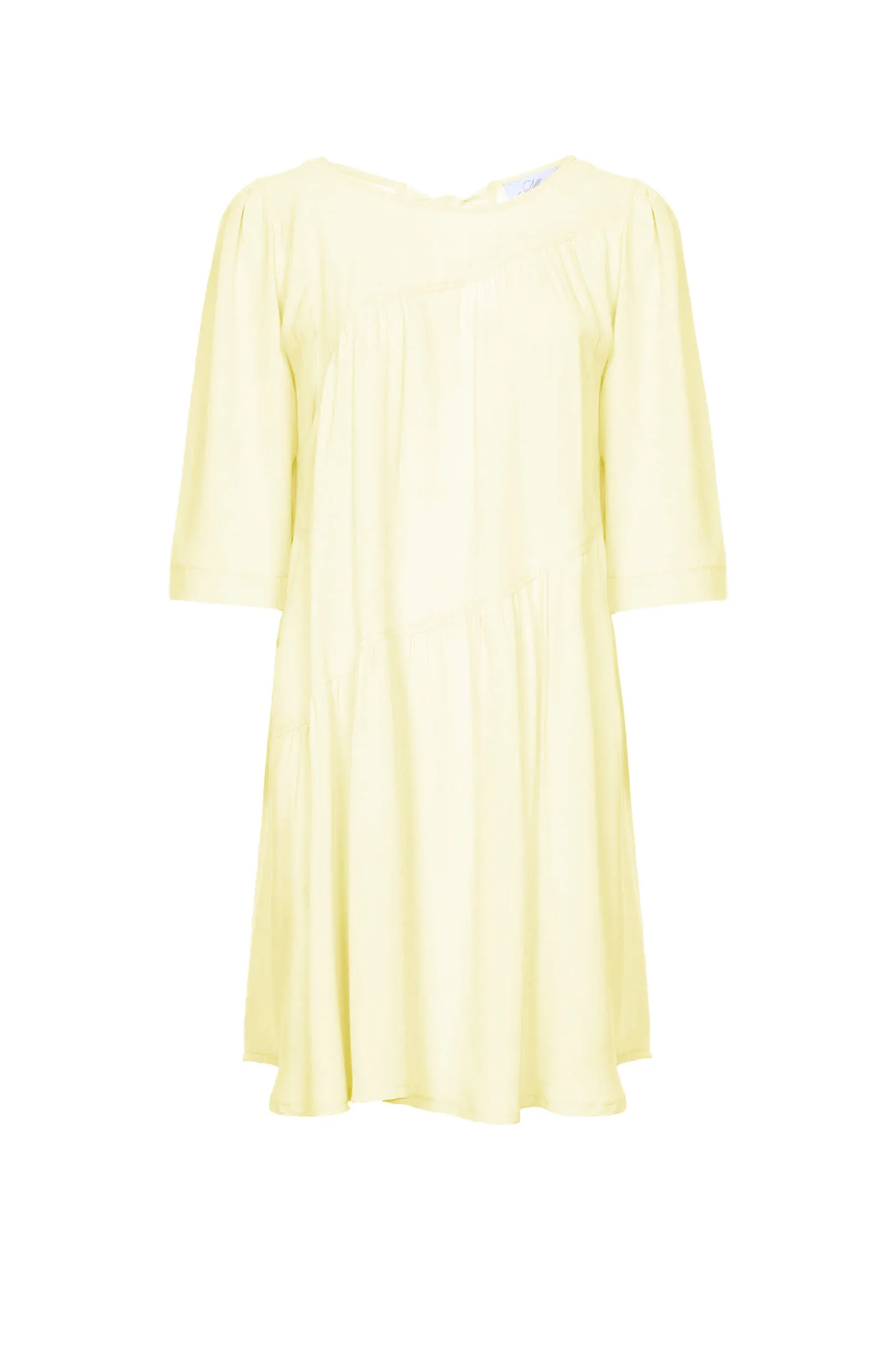 SHORT BOAT NECKLINE DRESS WITH FLOUNCE CREPE DE CHINE