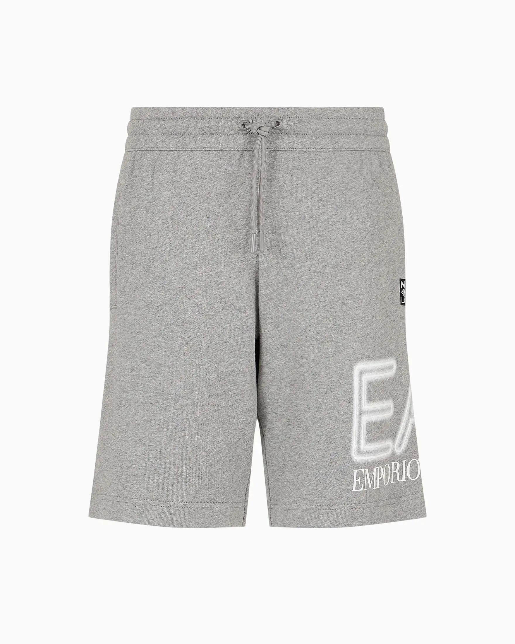 Short grigio in felpa con maxi logo EA7 bianco