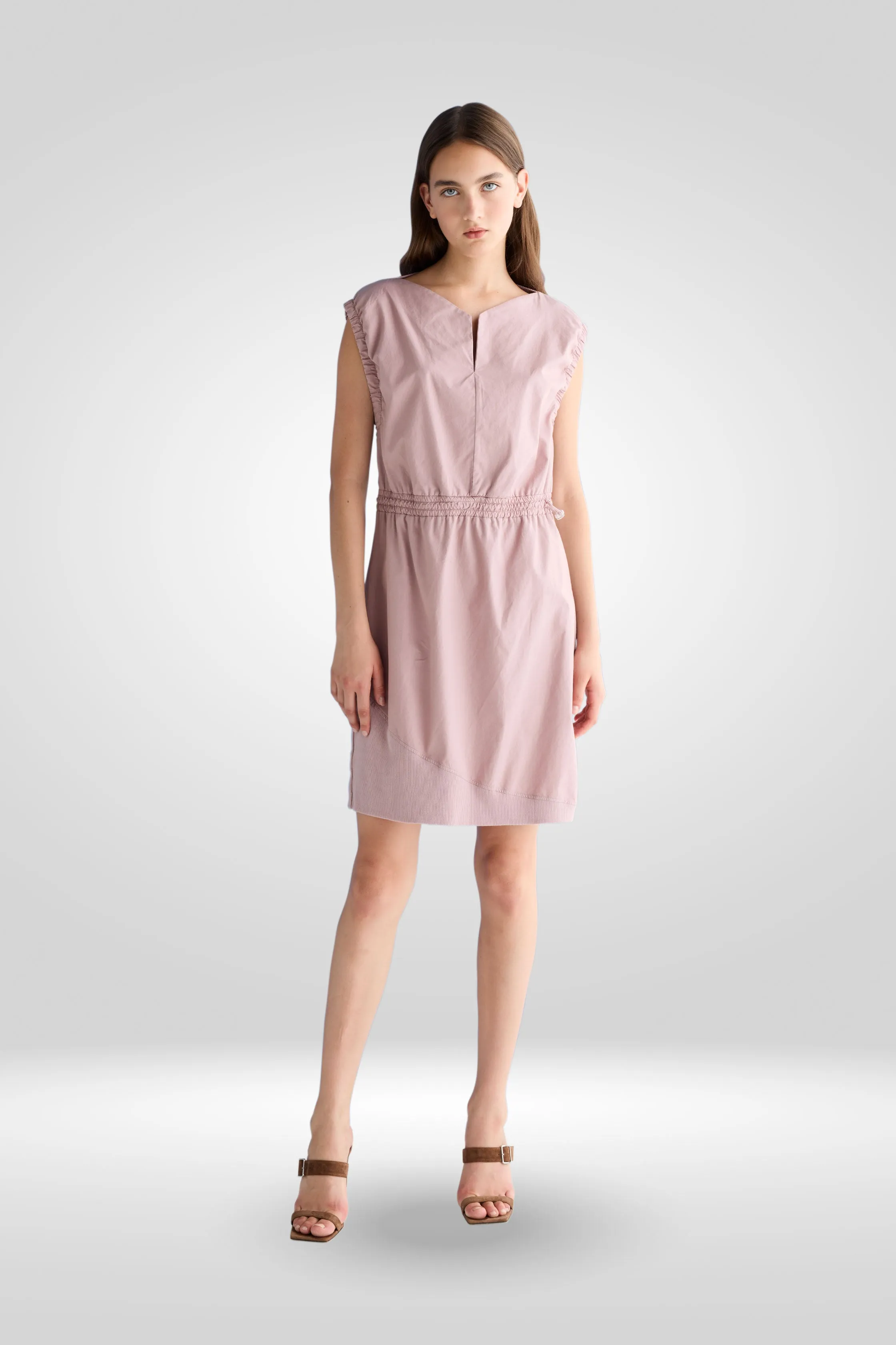 Sleeveless Poplin Dress Garment Dyed 10AU 3183