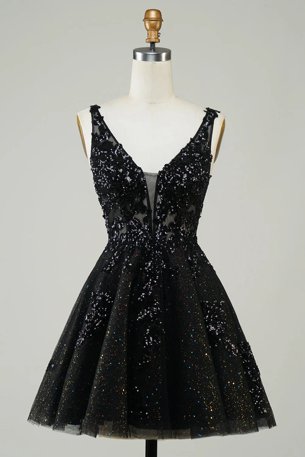 Sparkly Orange A Line Glitter Homecoming Dress con paillettes