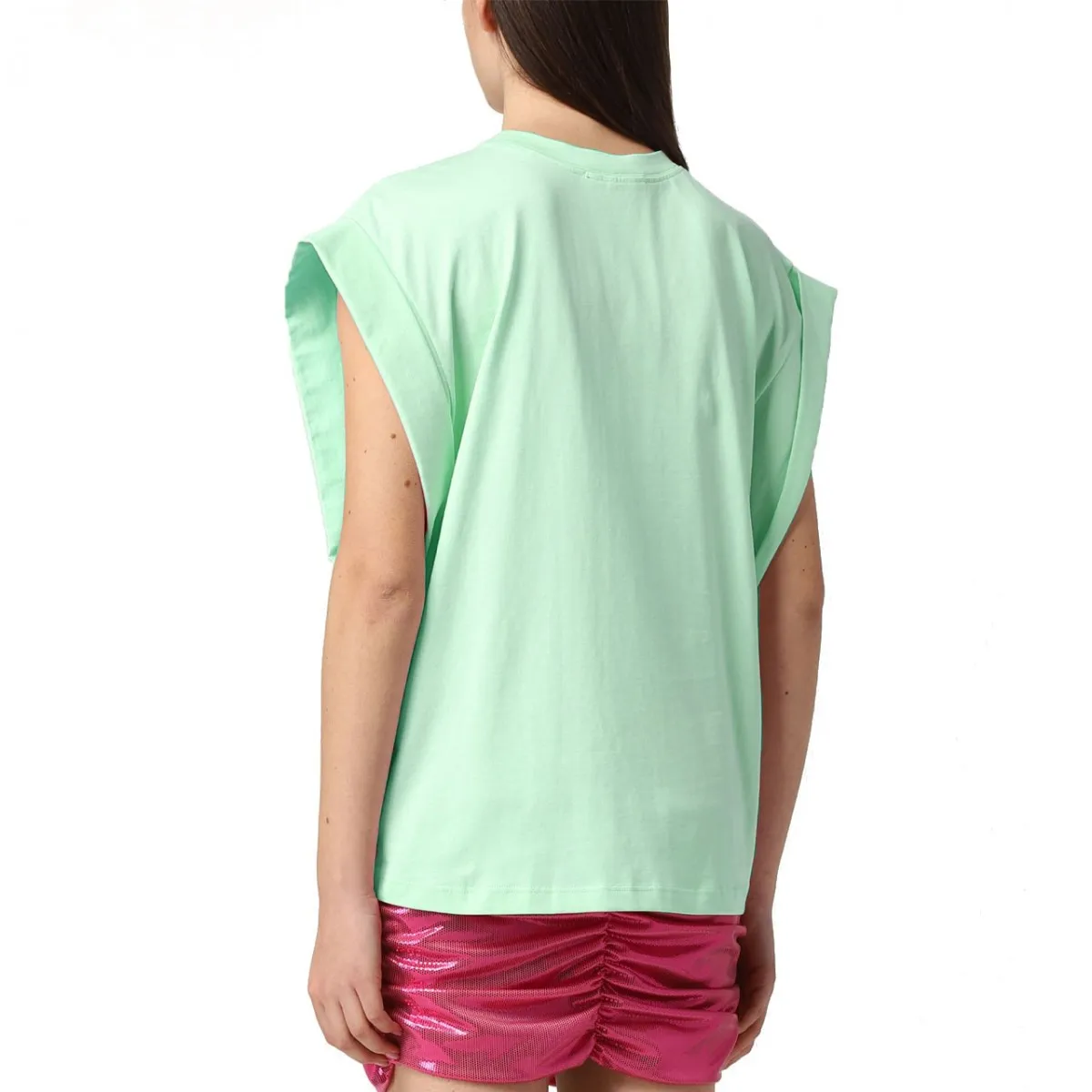 T-Shirt In Jersey Smanicata, Verde