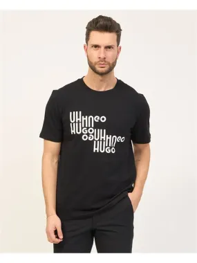 T-shirt nera Hugo Boss in jersey di cotone con logo