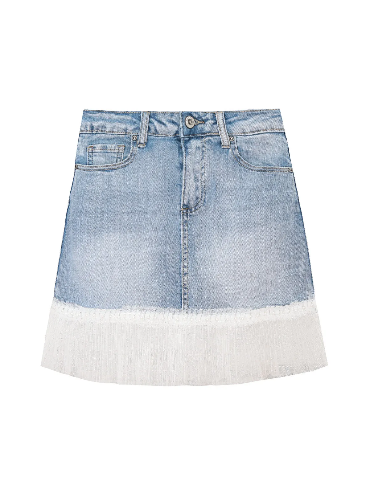 Water Jeans Minijupe en jean avec tulle