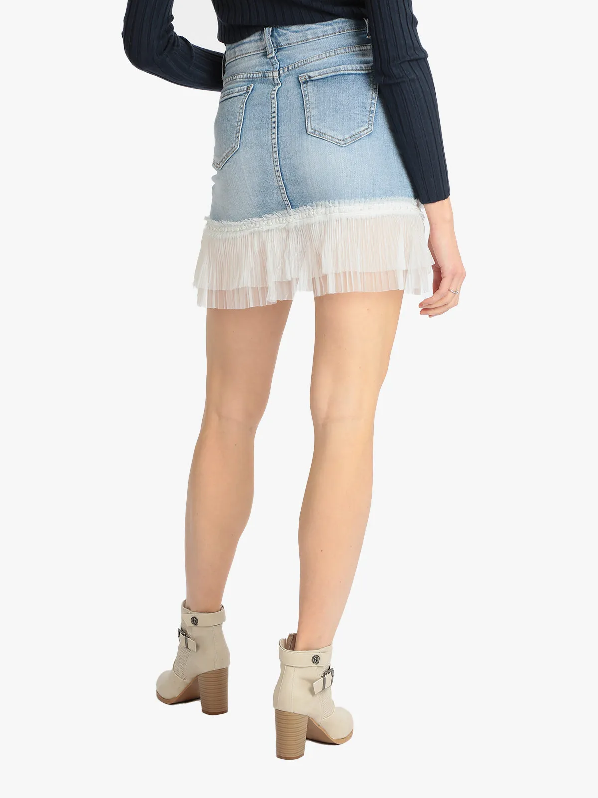 Water Jeans Minijupe en jean avec tulle